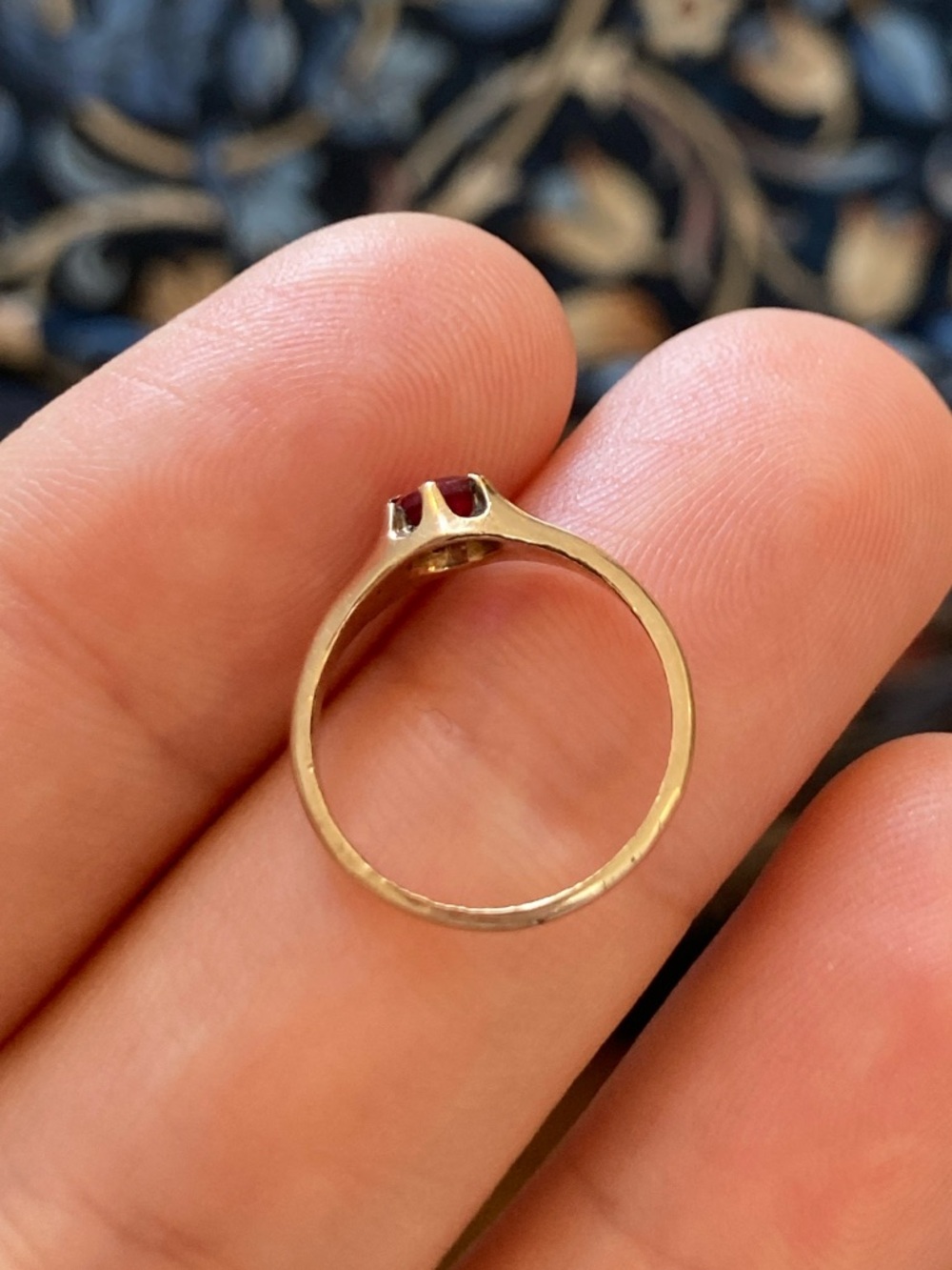 Antique Victorian Old Cut Ruby Paste Belcher Ring, Loeb & Co. 1896, Tiny Size - Picture 10 of 16